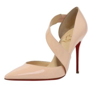 Christian Louboutin Patent Leather Poudre Pink Cross-Strap Pump